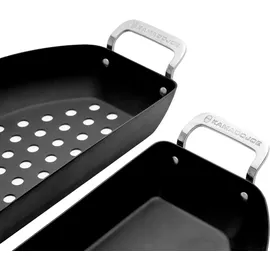 Kamado Joe Halbmond Pfannen-Set 2 Stück Karbonstahl schwarz