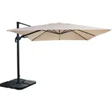 Mendler Gastronomie-Ampelschirm HWC-A96 300 x 300 cm beige inkl. Ständer