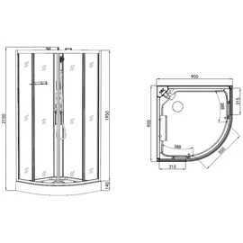 SANOTECHNIK Austin Komplettdusche mit Schiebetür 90 x 215 cm schwarz Sicherheitsglas