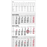 Zettler Dreimonatskalender 23,7x45 cm rot/schwarz 2026