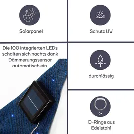 Perel Sonnensegel mit LED-Beleuchtung Dreieckig 3,6 m x 3,6 m x 3,6 m Dunkelblau
