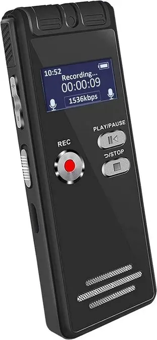 Rexsun 64GB tragbarer Digitaler Sprachrekorder mit LCD-Bildschirm, ABS-Aluminiumlegierung in Grau, L15