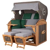 Mr. Deko Strandkorb Komplettset - bene living - Borkum XL Teak - PE grau - Modell 571 - inkl. Liftersystem
