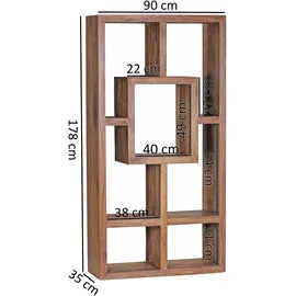 FineBuy Bücherregal 90 x 180 cm Sheesham
