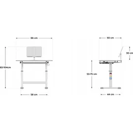mark adler Ergonomischer Kinderschreibtisch Mark Adler 3.0 Grau, verstellbar 54-76cm - Grau