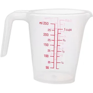 IEFIEL Kunststoff Messbecher mit Griff 250ML 500ML 1000ML Messkanne Mischbecher Backen Messbecher Kunststoffbecher für Küche Labor Klar A 250ML