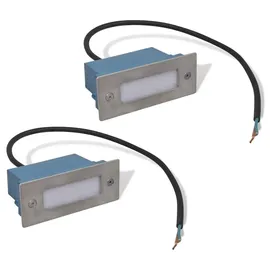 vidaXL LED Wandeinbauleuchten Edelstahl 44x111x56 mm 2 Stk. silber