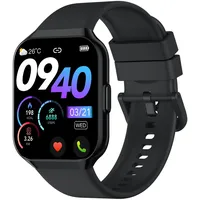 QCOQ Smartwatch Herren Damen mit Telefonfunktion, 1.96" Fitnessuhr Damen, 110+ Sportmodi IP68 Wasserdicht Sportuhr, Smart Watch mit Herzfrequenz/SpO2/Schrittzähler/Schlafmonitor, Schwarz Rein