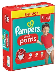 Pampers® Windeln baby-dryTM BIG PACK  Größe Gr.8 (19+ kg) für Kids und Teens (4-12 Jahre), 36 St.