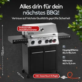 flammenwerk Gasgrill 4+1 Brenner schwarz