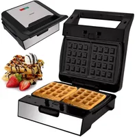 Syntrox Belgische Waffeln Maker mit Wechselplatten, Edelstahl, schnelles Aufheizen, Antihaftbeschichtet, verschiedene Wechselplatten, Multifunktionsgerät