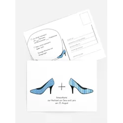 Antwortkarten Hochzeit selbst gestalten mit Spruch und Fotos im Onlinedesigner bei Meine-Kartenmanufaktur.de