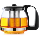 t24 Teekanne aus Glas 1250 ml & Hitzebeständig mit Edelstahl Teesieb - Schwarz