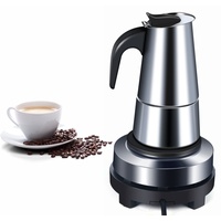 SHZICMY Elektrisch Espressokocher Edelstahl 200ML,Espressokocher, 4 Tassen Mokkakanne mit Heizplatte und Sicherheitsventil,Camping Kaffekocher ergonomisch