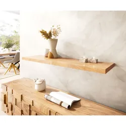 DELIFE Wandregal Edge 100 cm Akazie Natur gerade Kante Massiv, Wandregale
