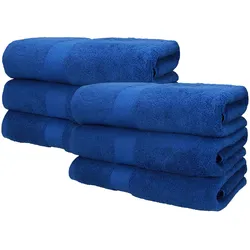 Betz 6 Stück Saunatücher Saunatuch Saunahandtuch Set Premium 100% Baumwolle Frottier XXL Badetuch Strandtuch Größe 70x200 cm Farbe royalblau