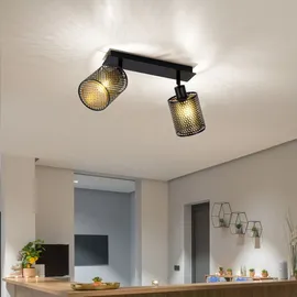 WOFI Strahler 2 Flammig schwarz gold schwenkbar