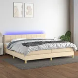 vidaXL Boxspringbett mit Matratze & LED Creme 200x200 cm Stoff