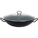 RIESS Wok m.Glasdeckel 36cm, Pfanne - Kochtopf, schwarz,