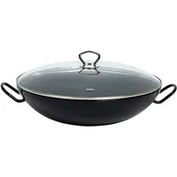 RIESS Wok m.Glasdeckel 36cm, Pfanne - Kochtopf, schwarz,