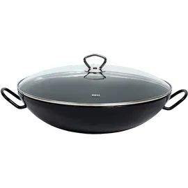 RIESS Wok m.Glasdeckel 36cm, Pfanne - Kochtopf, schwarz,
