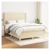 vidaXL Boxspringbett mit Matratze Creme 140x200 cm Stoff