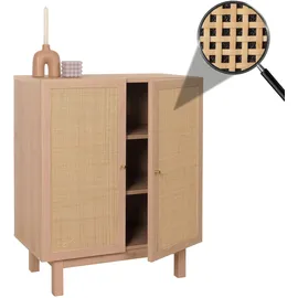 MCW Highboard MCW-M51, Kommode Schrank Sideboard, Staufächer, Kubu Rattan 98x79x42cm natur