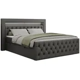 MKS Boxbett, GOLD-9 Led, 160/200 Dunkelgrau Kunstleder - H3
