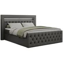 MKS Boxbett, GOLD-9 Led, 160/200 Dunkelgrau Kunstleder - H3