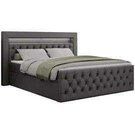 MKS Boxbett, GOLD-9 Led, 160/200 Dunkelgrau Kunstleder - H3