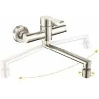 Wandmontierte Küchenmischbatterie - 2 Wasserstrahlen Küchenarmatur Drehbarer Wasserhahn - 360° Wandarmatur - Einhebelmischer