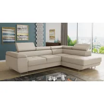 Sofnet Eckcouch Cord mit Schlaffunktion 3-Sitzer Beige