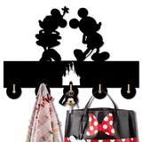 KingLive Micky Maus Minnie Maus Schlüsselbrett, Disney Schlüsselregal Schwarz,Selbstklebend als Schlüsselboard Aufbewahrung, Wandorganizer, Hölzerner Disney-Wandbehang, Disney Geschenk