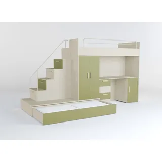 aea Hochbett mit Schreibtisch – Für mehr Platz und Ordnung im Kinderzimmer. - Grün