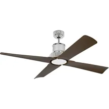 FARO LED Barcelona 130 cm Deckenventilator chrom/braun inkl. Fernbedienung