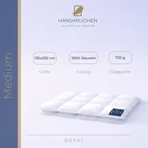 HANSKRUCHEN GmbH HANSKRUCHEN Royal Dauneneinziehdecke 135x200 cm Medium 100% Gänsedaunen waschbar Allergiker Ganzjahresdecke atmungsaktiv Kassettendecke weiß - Weiß