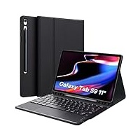 Earto Samsung Galaxy Tab Tastatur für S9 11"/S9 FE 10.9”, Smart Touchpad, Tab S9 Hülle mit S-Pen-Halter, Magnetische Tastatur für Galaxy Tab S9 11”/S9 FE 10.9” 2023, Deutsches QWERTZ-Layout, Schwarz