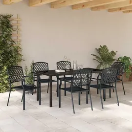 vidaXL Garten Essgruppe 7 pcs Anthrazit Pulverbeschichteter Stahl - Grau