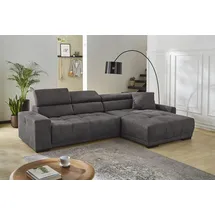 Jockenhöfer GRUPPE Le Mans L-Form elektromotorischer Sitztiefenverstellung (30 cm)", Luxus-Microfaser Lederoptik Ottomane beidseitig grau/anthrazit