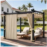 HOMALL Pavillon Pergola 3x3/3x4m Gartenpavillon Pavillon mit Aluminiumrahmen, (Terrassenüberdachung mit Magnetbefestigung für Garten), Manuell verstellbares Schiebedach 300 cm x 300 cm