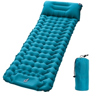 LOTUS POWER Tragbare feuchtigkeitsbeständige wasserdicht Outdoor Luftmatratze für Camping/Sightseeing/Picknick, Aufsteckbares Luftkissen aus Nylon für Rucksackreisen/Trekking/Wandern (Blau)