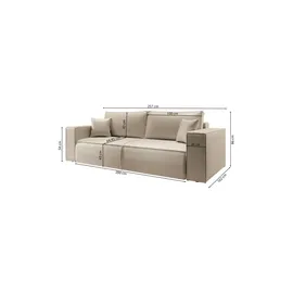 Selsey Schlafcouch Kunstleder 3-Sitzer Beige