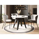 WFL GROUP Esstisch Glory im Industriestil - Moderner, Runder Tisch in Weißer Marmoroptik - Ausziehbar von 100 cm bis 140 cm, Pulverbeschichtete Metallbeine ... - Weiß