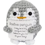 Positive Penguin Geschenk,Mini Geschenke Pinguine,Positive Pinguin Sorgenfresser Puppe,Pocket Hug Pinguine mit Karte,Kleines kuscheltier Glücksbringer Motivierende Geschenke für Freundin Weihnachten