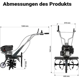 Wiltec Benzin Bodenhacke 60 cm 2,5 kW Viertaktmotor