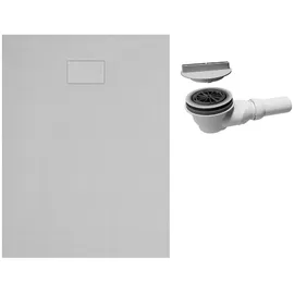 Schulte Duschwanne Midra 90x140 cm Inklusive Ablauf, DWM-Tec mit Steinstruktur, Weiß,