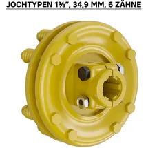 Wiltec Zapfwellen Kupplung 6 Zahn Keilwelle 1 3/8" max. 1200 Nm Gelb