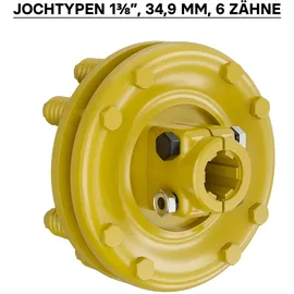 Wiltec Zapfwellen Kupplung 6 Zahn Keilwelle 1 3/8" max. 1200 Nm Gelb