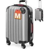 monzana Monzana® Koffer Handgepäck ABS Hard Case 4 Rollen Teleskopgriff Zahlenschloss Kantenschutz Reisekoffer Hartschalenkoffer Rollkoffer Trolley Silber M