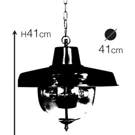 Licht-Erlebnisse Hängeleuchte außen Glas Echt-Messing E27 IP43 Ø 41 cm rund H: max. 96 cm in Messing 4-flammig Maritim - Gold